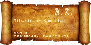 Mihalicsek Kamilla névjegykártya